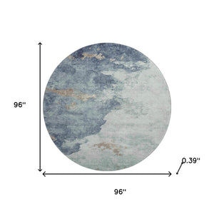 HomeRoots 8' X 10' Pale Aqua & Taupe Washable Area Rug - Durable, UV-Protected, Modern Abstract Design for Homes 718155