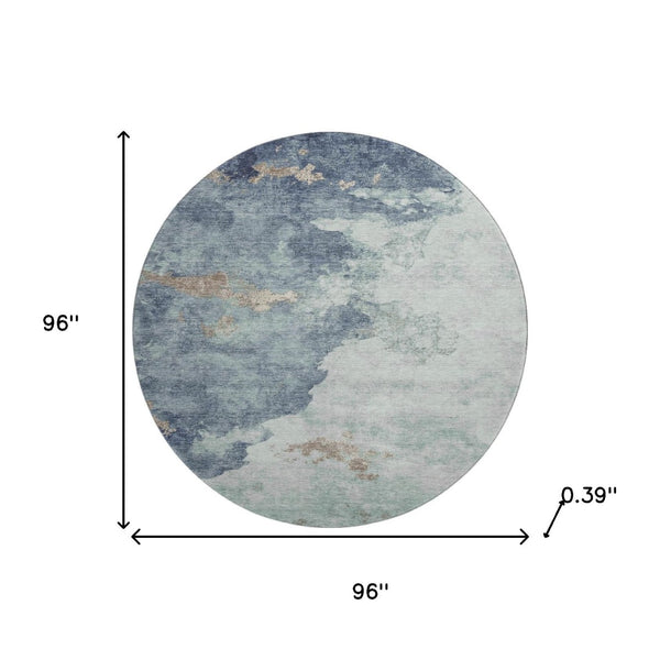 HomeRoots 8' X 10' Pale Aqua & Taupe Washable Area Rug - Durable, UV-Protected, Modern Abstract Design for Homes 718155