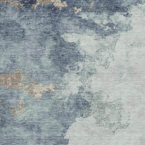 HomeRoots 9' X 12' Abstract Pale Aqua and Taupe Washable Area Rug - Durable, Stain-Resistant with UV Protection 718156