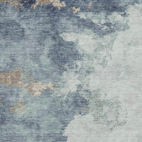 HomeRoots 9' X 12' Abstract Pale Aqua and Taupe Washable Area Rug - Durable, Stain-Resistant with UV Protection 718156