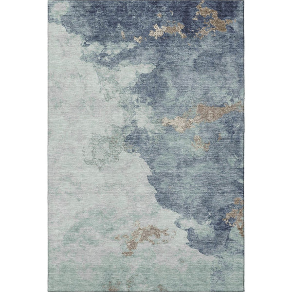 HomeRoots 9' X 12' Abstract Pale Aqua and Taupe Washable Area Rug - Durable, Stain-Resistant with UV Protection 718156