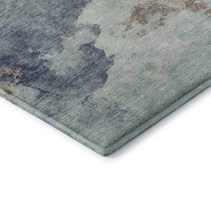 HomeRoots 10' X 14' Pale Aqua & Taupe Abstract Washable Area Rug - UV Protected, Stain Resistant, Stylish Comfort 718157