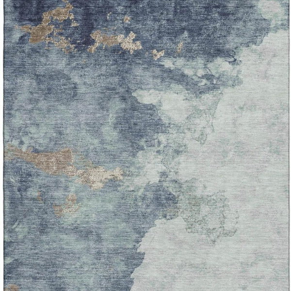 HomeRoots 10' X 14' Pale Aqua & Taupe Abstract Washable Area Rug - UV Protected, Stain Resistant, Stylish Comfort 718157