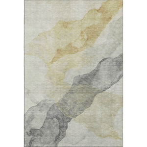 HomeRoots 5' X 8' Beige and Gray Abstract Area Rug - Washable, Stain Resistant, UV Protected for Modern Homes 718159