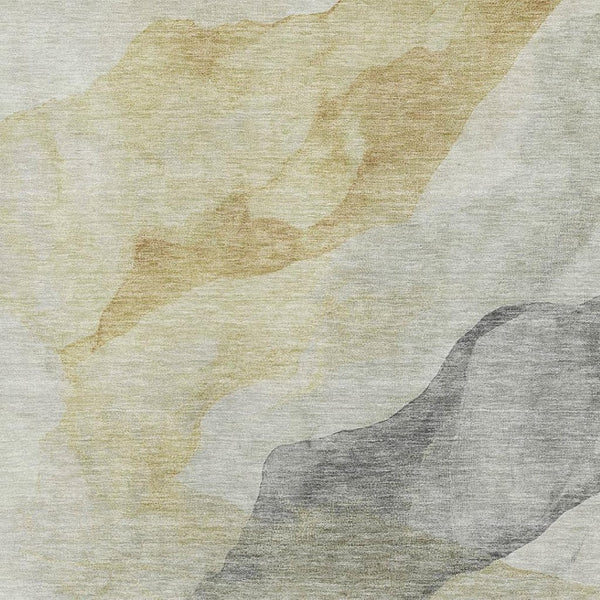 HomeRoots 5' X 8' Beige and Gray Abstract Area Rug - Washable, Stain Resistant, UV Protected for Modern Homes 718159