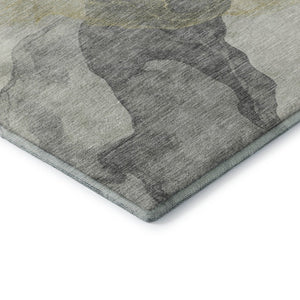 HomeRoots 5' X 8' Beige and Gray Abstract Area Rug - Washable, Stain Resistant, UV Protected for Modern Homes 718159