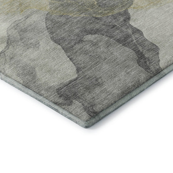 HomeRoots 5' X 8' Beige and Gray Abstract Area Rug - Washable, Stain Resistant, UV Protected for Modern Homes 718159