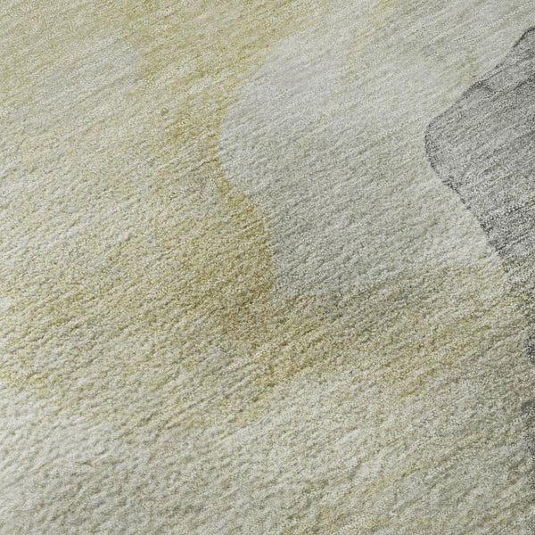 HomeRoots 5' X 8' Beige and Gray Abstract Area Rug - Washable, Stain Resistant, UV Protected for Modern Homes 718159