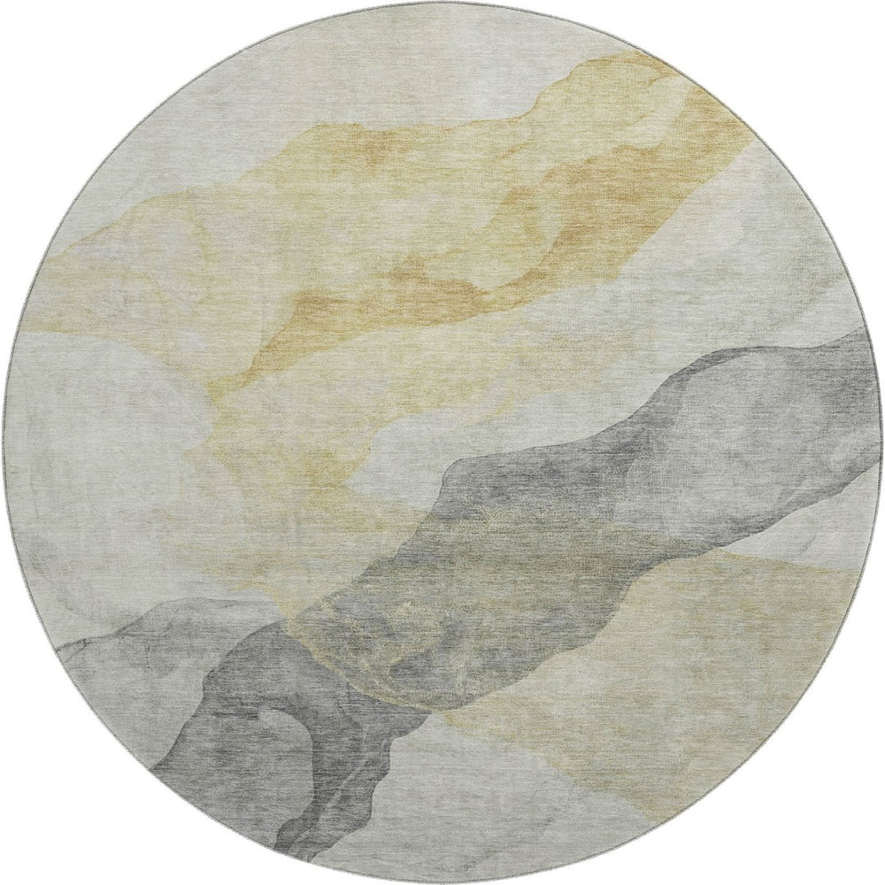HomeRoots 8' X 10' Beige And Gray Abstract Area Rug - Washable, UV Protected, Stain Resistant, Stylish Design 718161
