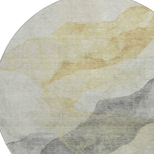 HomeRoots 8' X 10' Beige And Gray Abstract Area Rug - Washable, UV Protected, Stain Resistant, Stylish Design 718161