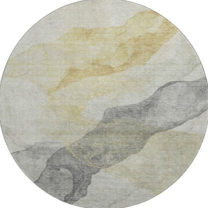 HomeRoots 8' X 10' Beige And Gray Abstract Area Rug - Washable, UV Protected, Stain Resistant, Stylish Design 718161