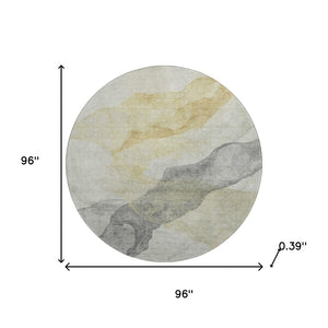 HomeRoots 8' X 10' Beige And Gray Abstract Area Rug - Washable, UV Protected, Stain Resistant, Stylish Design 718161