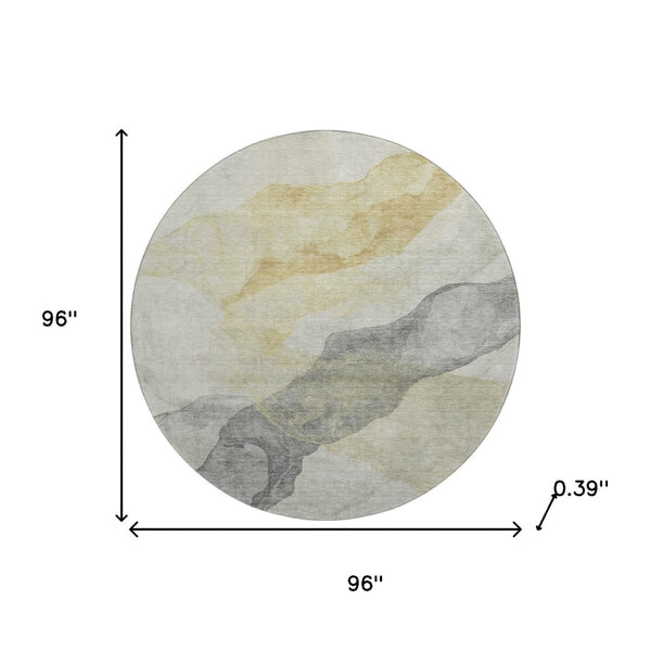 HomeRoots 8' X 10' Beige And Gray Abstract Area Rug - Washable, UV Protected, Stain Resistant, Stylish Design 718161