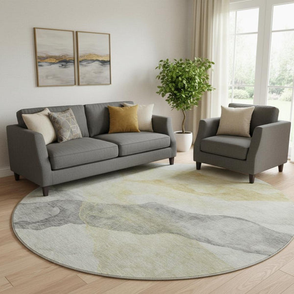 HomeRoots 8' X 10' Beige And Gray Abstract Area Rug - Washable, UV Protected, Stain Resistant, Stylish Design 718161