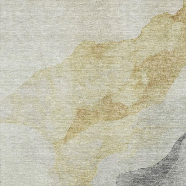 HomeRoots 10' X 14' Beige & Gray Abstract Washable Area Rug - UV Protected, Durable & Easy-Care for High Traffic Areas 718163