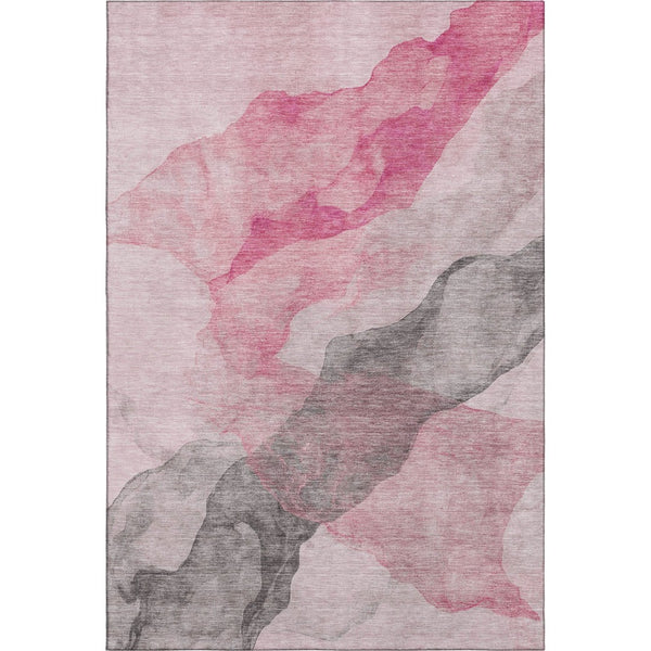 HomeRoots 8' Blush and Gray Abstract Round Rug - Washable, UV-Protected, Durable for High-Traffic Homes! 718166