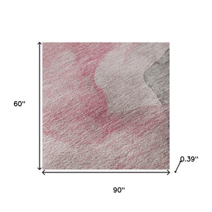 HomeRoots 8' Blush and Gray Abstract Round Rug - Washable, UV-Protected, Durable for High-Traffic Homes! 718166