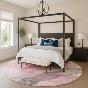 HomeRoots 8' Blush and Gray Abstract Washable Area Rug - UV Protected, Durable, Modern Design for Any Space 718167