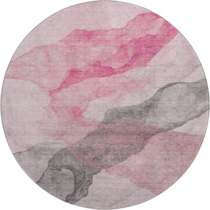 HomeRoots 8' Blush and Gray Abstract Washable Area Rug - UV Protected, Durable, Modern Design for Any Space 718167