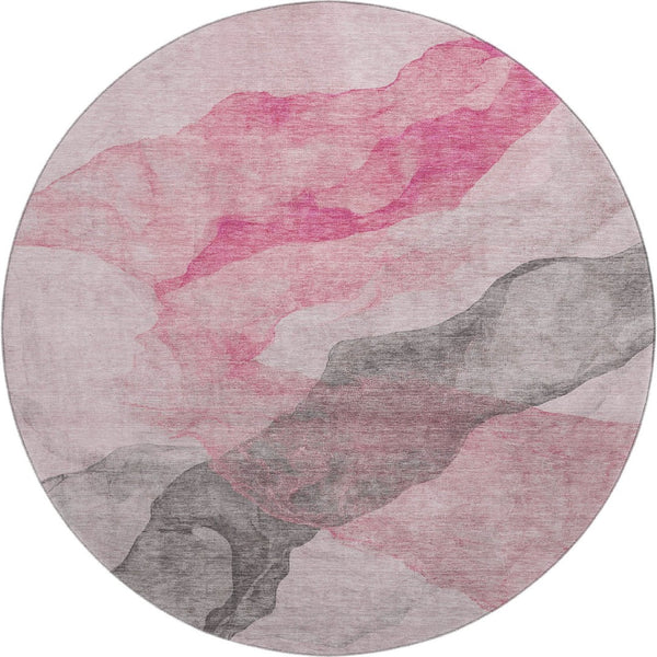 HomeRoots 8' Blush and Gray Abstract Washable Area Rug - UV Protected, Durable, Modern Design for Any Space 718167