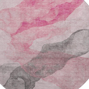 HomeRoots 8' Blush and Gray Abstract Washable Area Rug - UV Protected, Durable, Modern Design for Any Space 718167