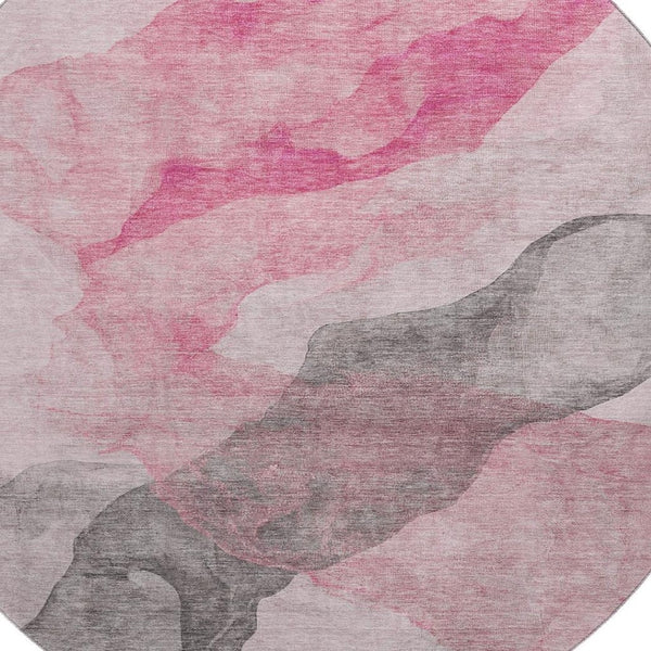 HomeRoots 8' Blush and Gray Abstract Washable Area Rug - UV Protected, Durable, Modern Design for Any Space 718167
