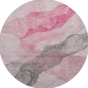 HomeRoots 8' Blush and Gray Abstract Washable Area Rug - UV Protected, Durable, Modern Design for Any Space 718167