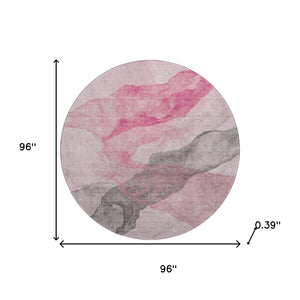 HomeRoots 8' Blush and Gray Abstract Washable Area Rug - UV Protected, Durable, Modern Design for Any Space 718167