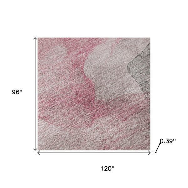 HomeRoots 9' X 12' Blush And Gray Abstract Area Rug – Durable, Washable, UV Protected, Perfect for High-Traffic Homes 718168