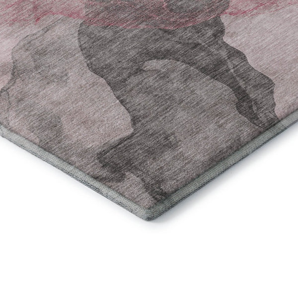 HomeRoots 9' X 12' Blush And Gray Abstract Area Rug – Durable, Washable, UV Protected, Perfect for High-Traffic Homes 718168