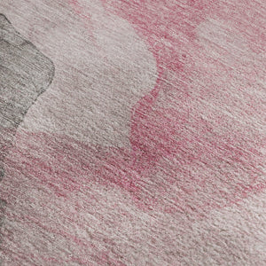 HomeRoots 9' X 12' Blush And Gray Abstract Area Rug – Durable, Washable, UV Protected, Perfect for High-Traffic Homes 718168