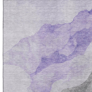 HomeRoots 5' Lavender and Gray Abstract Area Rug - Washable, UV-Protected, Perfect for High-Traffic Homes! 718171