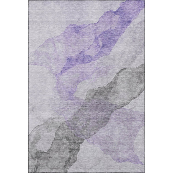 HomeRoots 8' Modern Abstract Lavender and Gray Round Rug - Washable, UV-Protected, Durable for Kids & Pets 718172