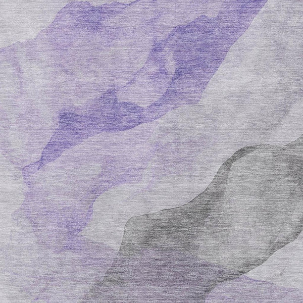 HomeRoots 8' Modern Abstract Lavender and Gray Round Rug - Washable, UV-Protected, Durable for Kids & Pets 718172