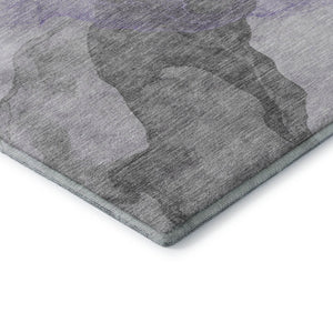 HomeRoots 8' Modern Abstract Lavender and Gray Round Rug - Washable, UV-Protected, Durable for Kids & Pets 718172