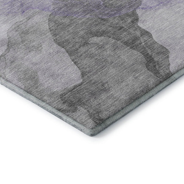 HomeRoots 8' Modern Abstract Lavender and Gray Round Rug - Washable, UV-Protected, Durable for Kids & Pets 718172