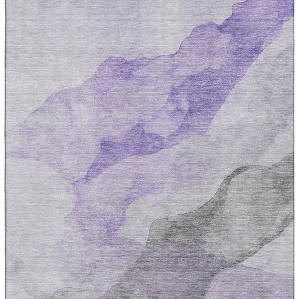 HomeRoots 8' Modern Abstract Lavender and Gray Round Rug - Washable, UV-Protected, Durable for Kids & Pets 718172