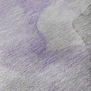 HomeRoots 8' Modern Abstract Lavender and Gray Round Rug - Washable, UV-Protected, Durable for Kids & Pets 718172