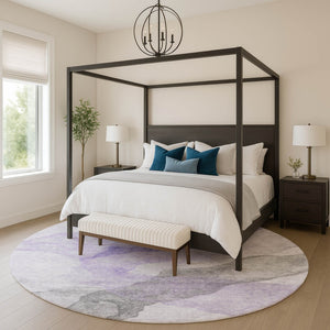 HomeRoots 8' X 10' Stylish Lavender and Gray Abstract Washable Area Rug with UV Protection for High-Traffic Spaces 718173