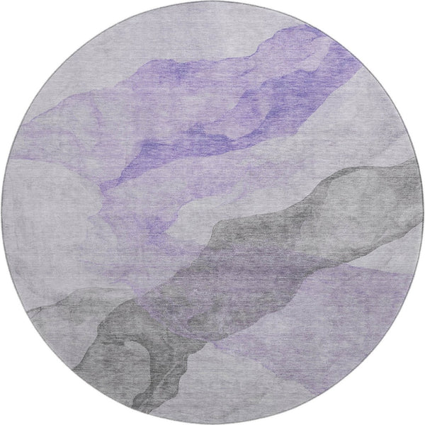 HomeRoots 8' X 10' Stylish Lavender and Gray Abstract Washable Area Rug with UV Protection for High-Traffic Spaces 718173