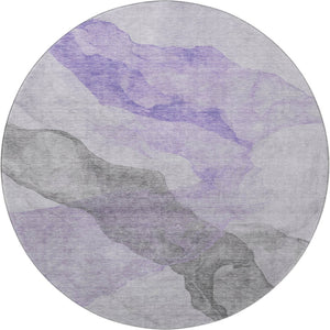HomeRoots 8' X 10' Stylish Lavender and Gray Abstract Washable Area Rug with UV Protection for High-Traffic Spaces 718173