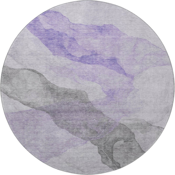 HomeRoots 8' X 10' Stylish Lavender and Gray Abstract Washable Area Rug with UV Protection for High-Traffic Spaces 718173