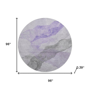 HomeRoots 8' X 10' Stylish Lavender and Gray Abstract Washable Area Rug with UV Protection for High-Traffic Spaces 718173