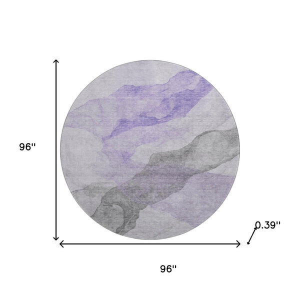 HomeRoots 8' X 10' Stylish Lavender and Gray Abstract Washable Area Rug with UV Protection for High-Traffic Spaces 718173