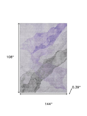 HomeRoots 10' X 14' Lavender & Gray Abstract Area Rug – Washable & UV-Protected for Family-Friendly Spaces 718175