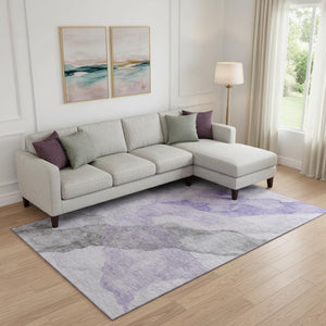 HomeRoots 10' X 14' Lavender & Gray Abstract Area Rug – Washable & UV-Protected for Family-Friendly Spaces 718175
