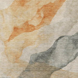 HomeRoots 5' X 8' Washable Orange & Gray Abstract Area Rug with UV Protection – Perfect for Busy Homes! 718177