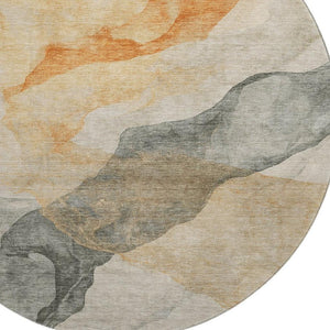 HomeRoots 8' X 10' Orange and Gray Abstract Washable Area Rug - Stylish, Durable, UV-Protected & Easy Care! 718179