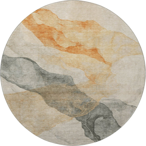 HomeRoots 8' X 10' Orange and Gray Abstract Washable Area Rug - Stylish, Durable, UV-Protected & Easy Care! 718179