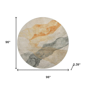 HomeRoots 8' X 10' Orange and Gray Abstract Washable Area Rug - Stylish, Durable, UV-Protected & Easy Care! 718179